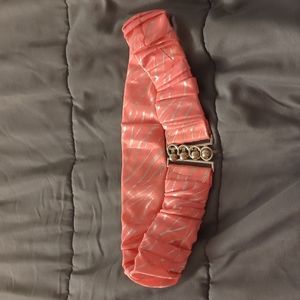 Pink and silver print belt